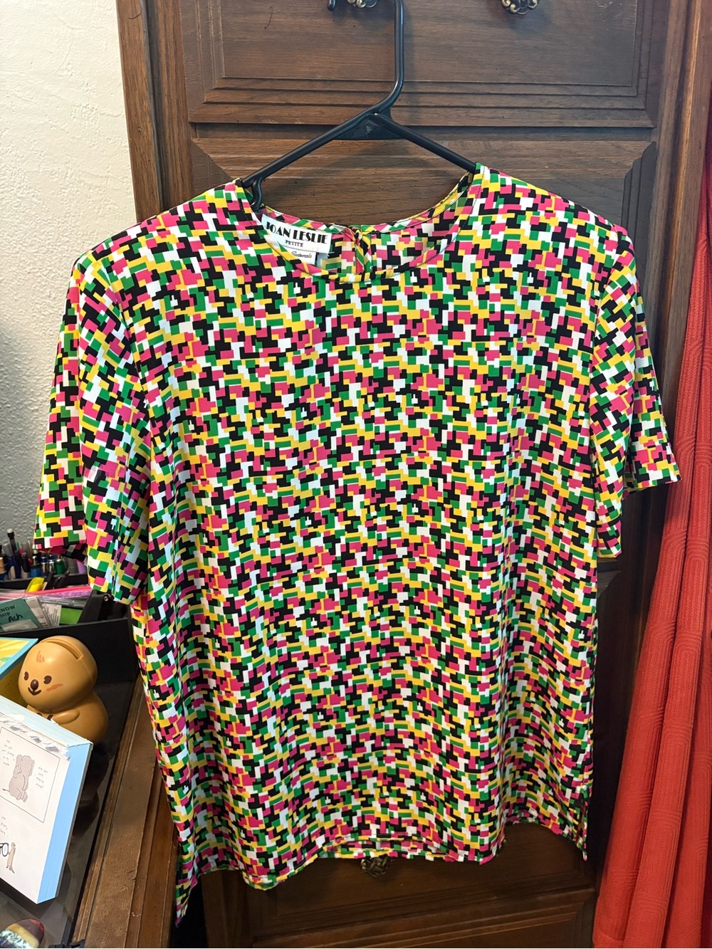 Joan Leslie Petite Multicolor Geometric Top early 90s/late 80s vintage